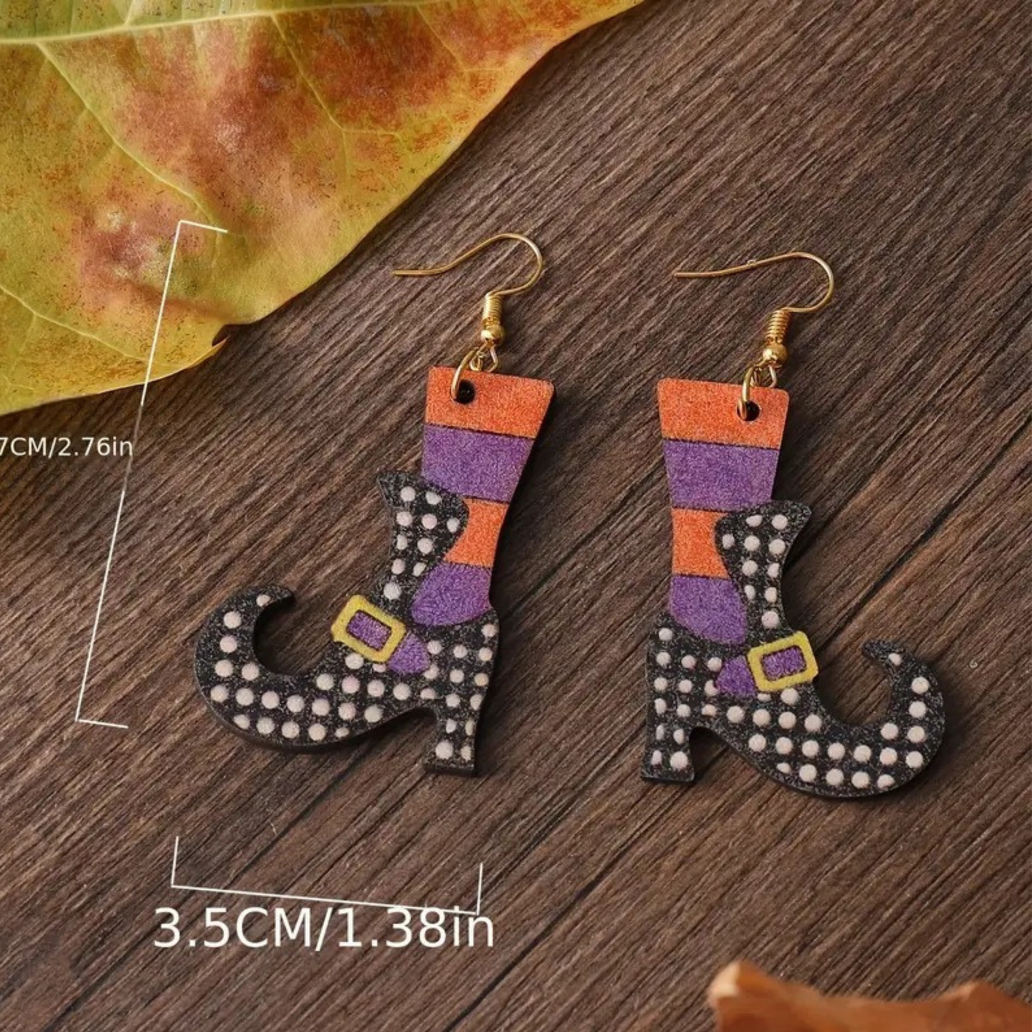 Witch Boot Dangle Earrings – Festive Halloween Jewelry, Nickel-Free