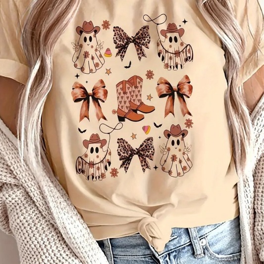 Cowgirl Ghost Halloween T-Shirt 🎃🤠 | Western-Style Spooky Cute Design